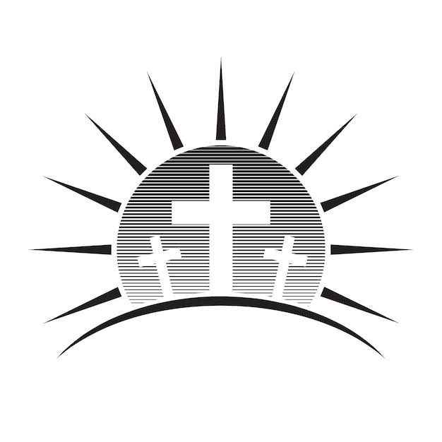 Vector church logo. christian cross icon. christian cross on a sun background. vector illustration.