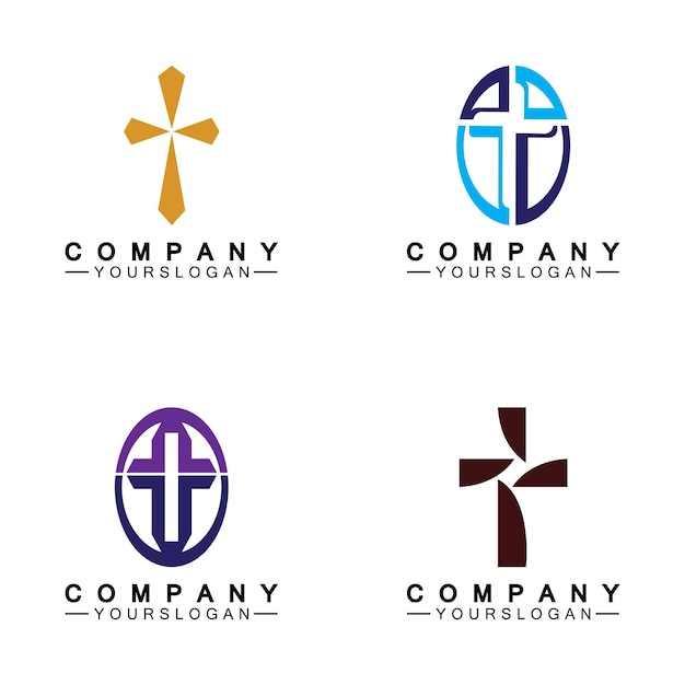 教会のロゴ現代の教会のサインのための現代のきれいな教会の十字架の図キリスト教の十字架のアイコンカトリックの宗教的で正統的な信仰のサイン