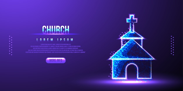 Church low poly wireframe