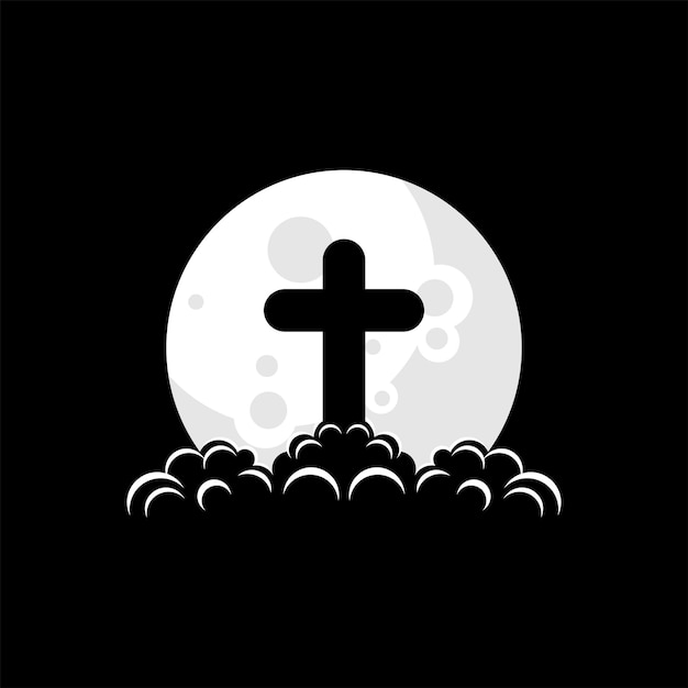 Church on the moon logo design vector