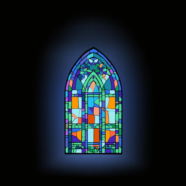 Vector church panes decorated with colored mosaic glass in different shapes