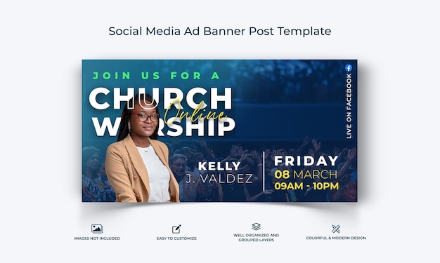 Chiesa discorso social media facebook ad banner post template premium vector