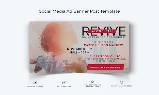 Chiesa discorso social media facebook ad banner post template premium vector