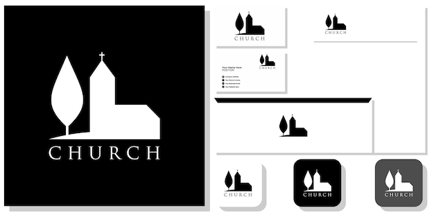 church symbol faith prayer spiritual religious with brand identity template