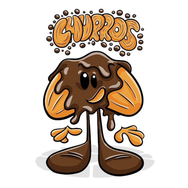 Churros Funnny cartoon character Vector isolated background