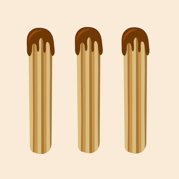 Churros with chocolate sauce illustration