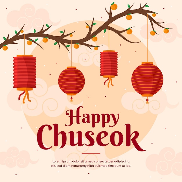 Chuseok concept in flat design