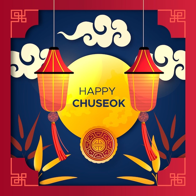 Vettore concetto di chuseok in design piatto