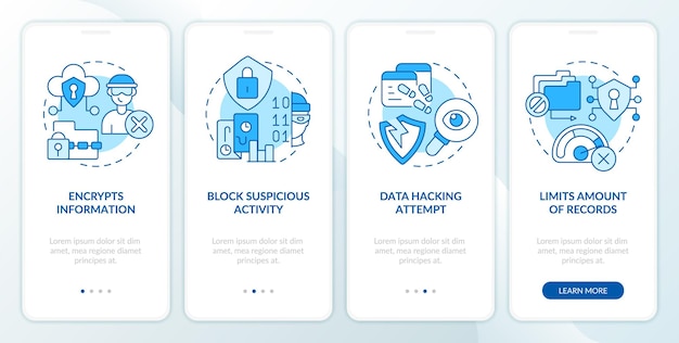CIAM はハッキング攻撃を防ぎます青いオンボーディング モバイル アプリ画面