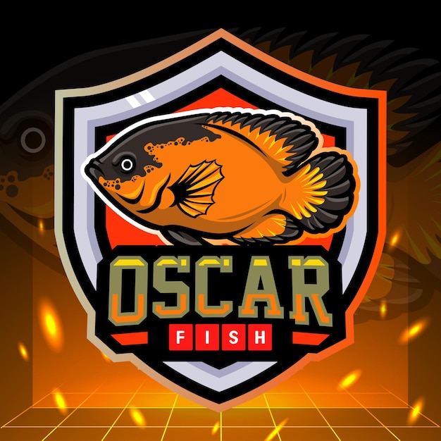 Ciclidi oscar pesce mascotte esport logo design