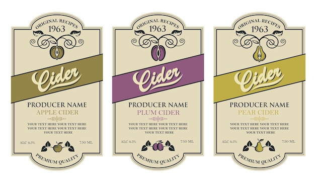 Vector cider etiketten set