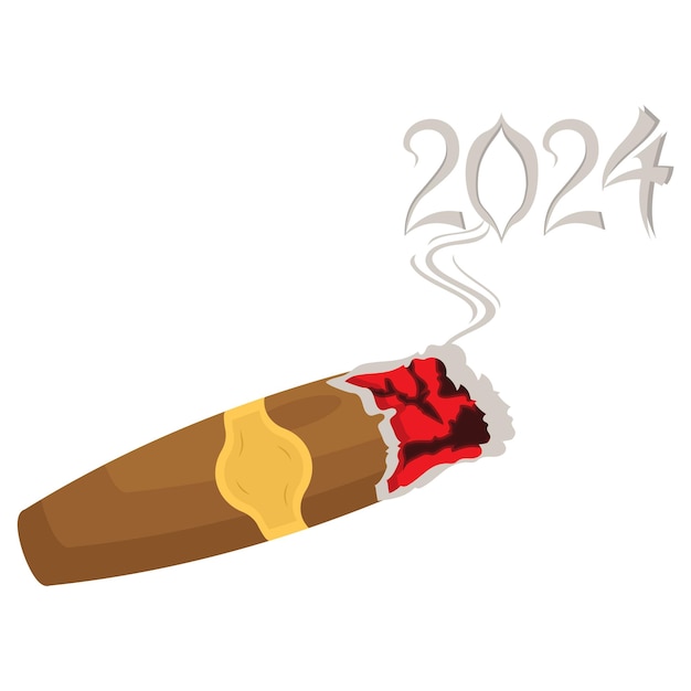 Vector cigar smokes forming 2024 concept twenty twenty four vector icon design happy new year 2024 symbol