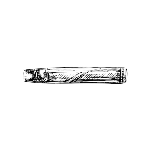 Cigar Vector vintage hatching black illustration isolated on white background