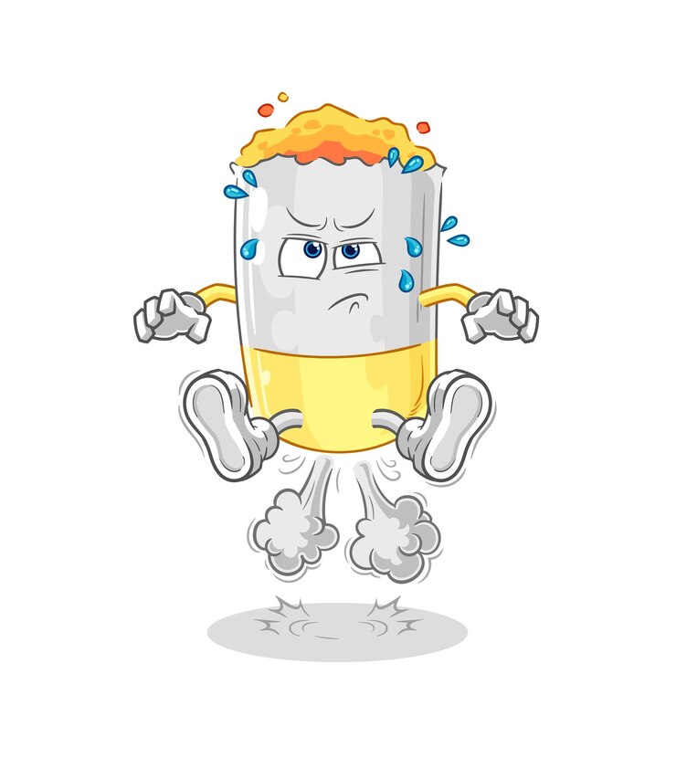 Vector cigarette fart jumping illustration character vector
