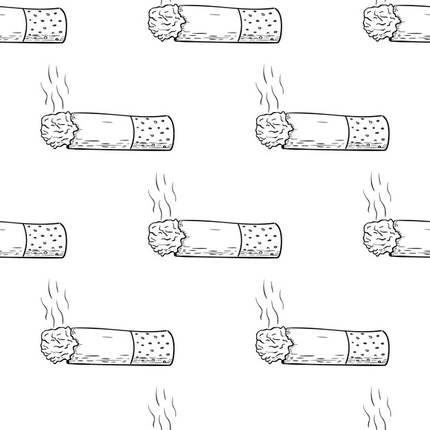 Cigarette hand drawn sketch. seamless pattern.