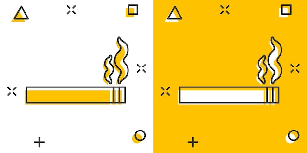 Иконка сигареты в комическом стиле Дымовая векторная иллюстрация на белом изолированном фоне Эффект всплеска никотина бизнес-концепция