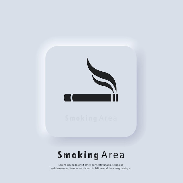 Cigarette icon. smoking area symbol. cigarette smokers zone, smoking permitted. vector. ui icon. neumorphic ui ux white user interface web button.