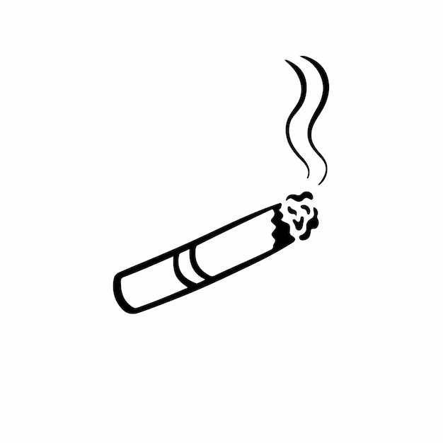 Cigarette Icon Symbol on White Background Tattoo Decal Logo Design Vector Illustration