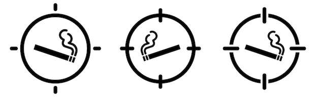 Cigarette icon in target crosshair. Focus on / targeting smoking concept