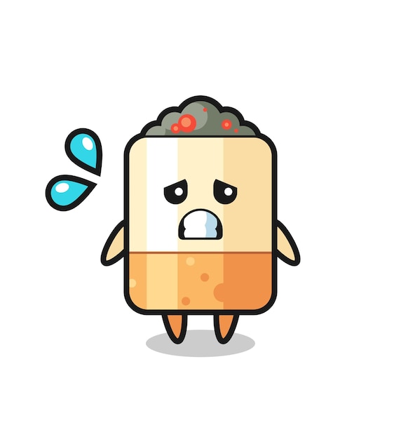 Cigarette mascot character with afraid gesture , cute design