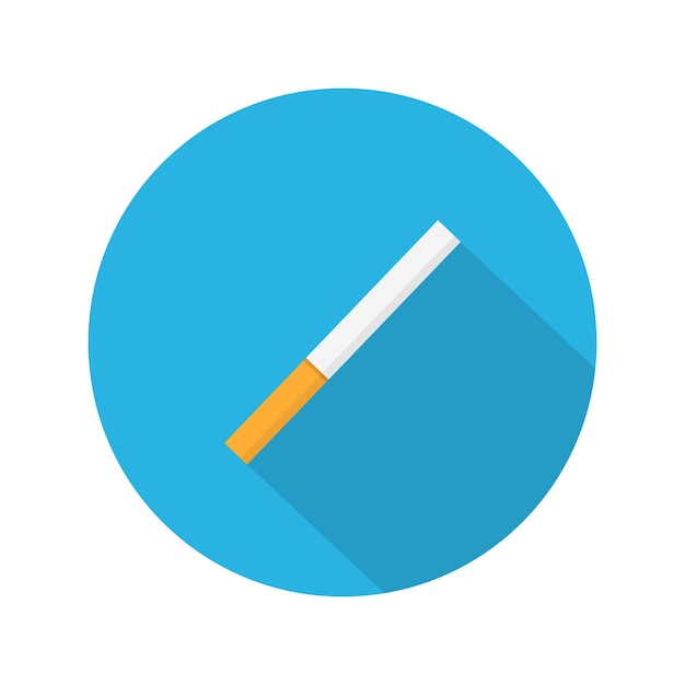 Cigarette round icon with shadow flat illustration