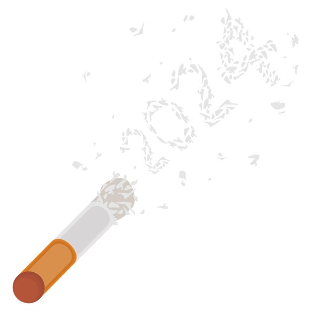 Vettore cigarette ceneri stampate concetto 2024 venti ventiquattro splash vettoriale icona design buon anno nuovo