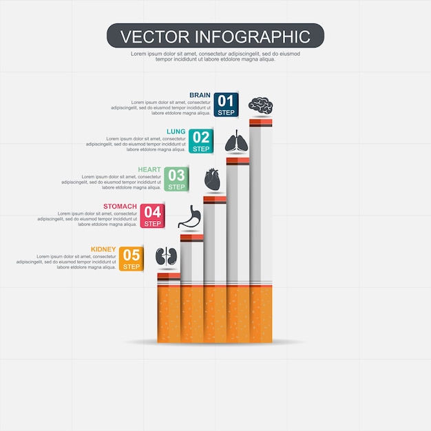 Progettazione di elementi infographic di sigarette