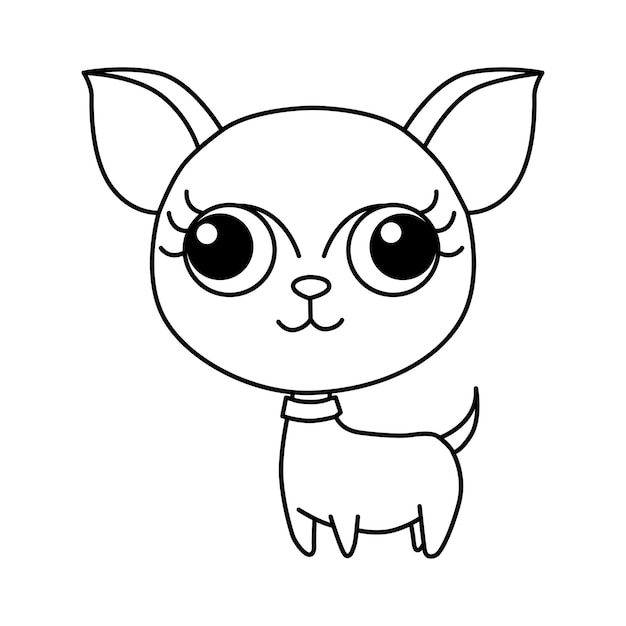 Cihuahua dog cartoon coloring page illustration vector for kids coloring book