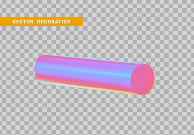 Cilinder 3d objecten geometrische vorm. Rondhout geïsoleerd met kleurrijk hologram kameleon kleurverloop. vectorillustratie