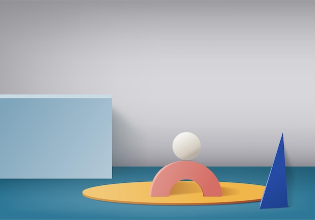 Cilinder abstracte minimale scène met geometrisch platform. Zomer achtergrond 3D-rendering met podium. stand om cosmetische producten te tonen. Toneelvitrine op voetstuk moderne 3d studio blauwe pastel