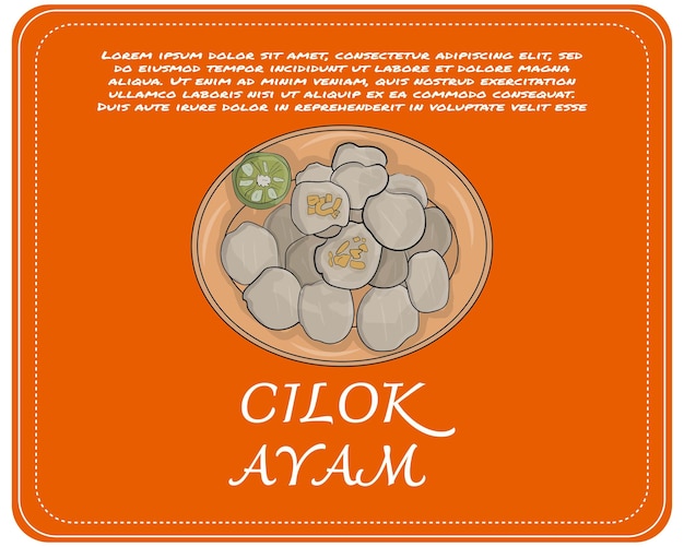 Vector cilok ayam street food with doodle style