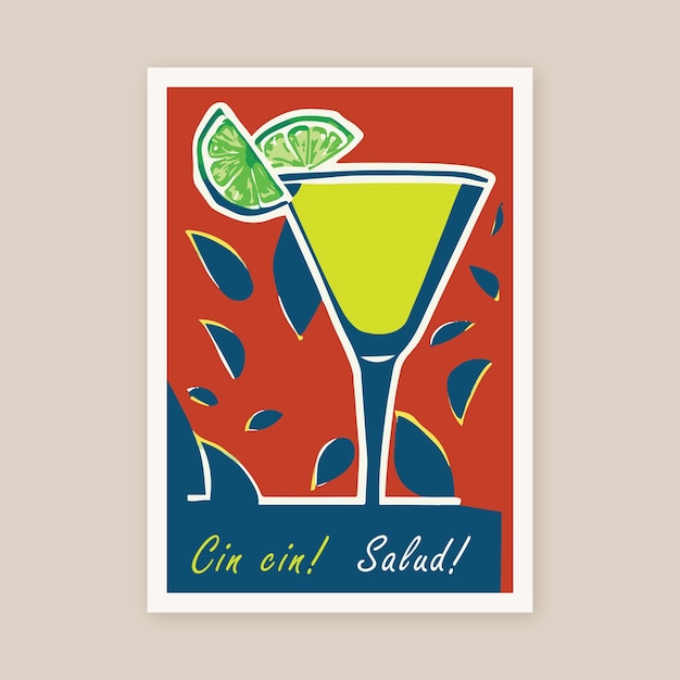 Cin cin! groet! drink retro poster print