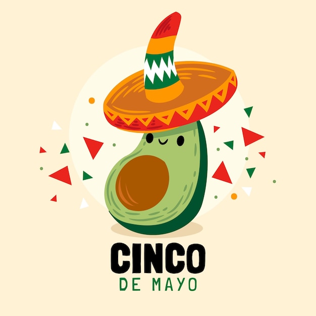 Vector cinco de mayo avocado