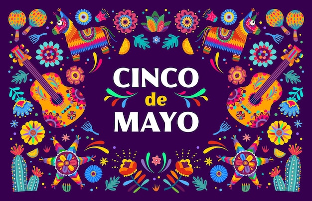 Cinco de mayo banner cartoon vector feestelijke kaart