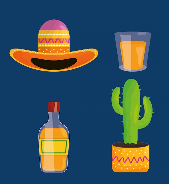 Vector cinco de mayo celebration set icons