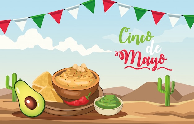 Celebrazione del cinco de mayo con scena del deserto delizioso cibo