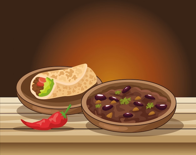 cinco de mayo celebration with delicious food in table illustration