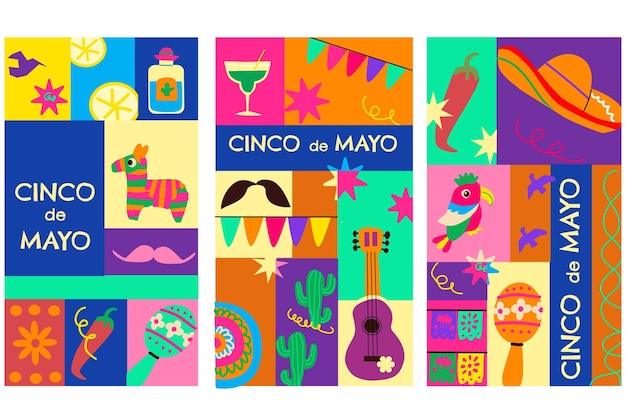 Cinco de mayo celebration with traditional symbols and colorful festive elements