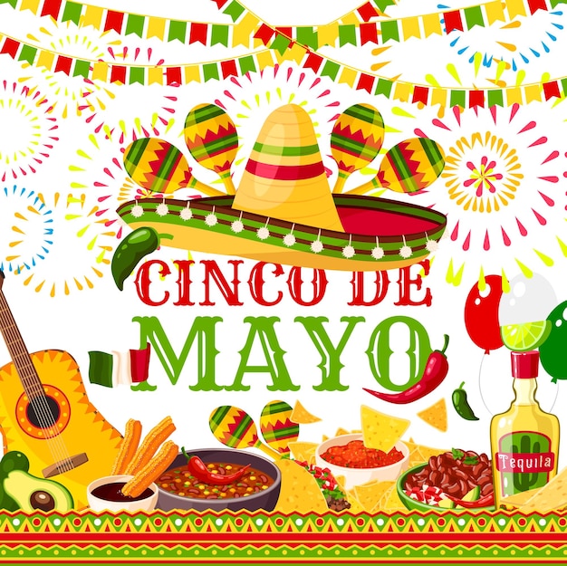 Cinco de mayo fiesta mexican vector greeting card