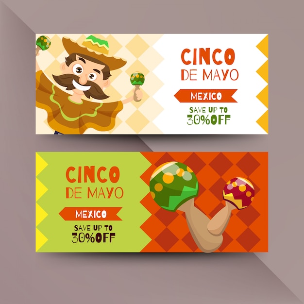 Vector cinco de mayo flyer with mexican characters