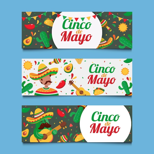 Cinco de mayo greeting banner collection