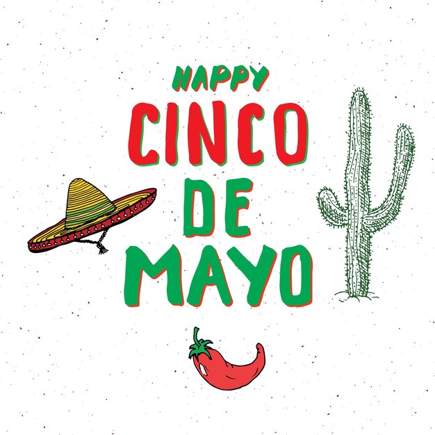 Cinco de Mayo greeting card Mexican holiday vector illustration