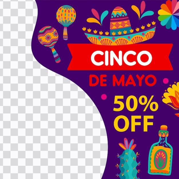 Cinco de Mayo holiday sale banner with sombrero