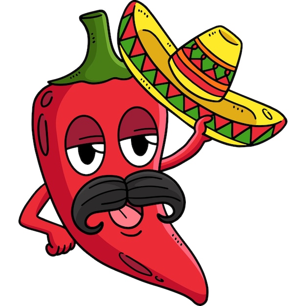 Vettore cinco de mayo jalapeno sombrero cartoon clipart