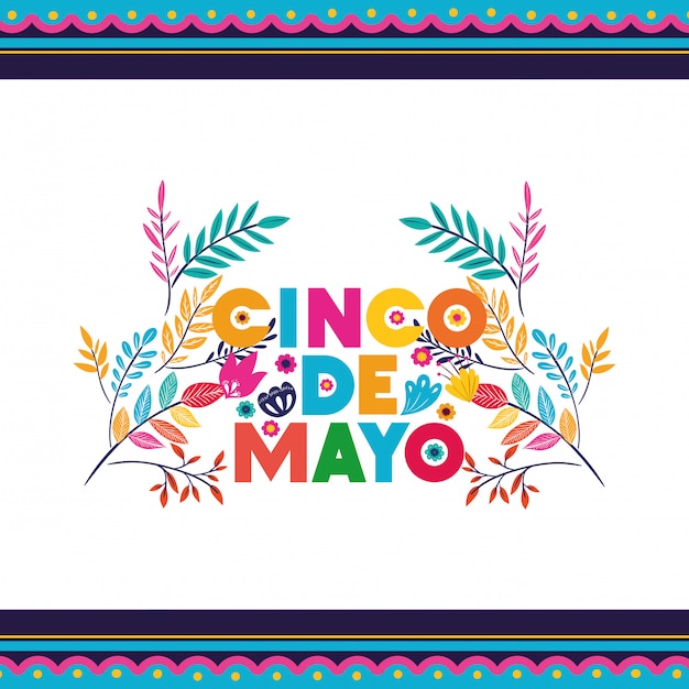 Icona isolata di etichetta di cinco de mayo