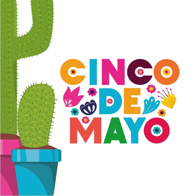 Cinco de mayo label met cactus pictogram