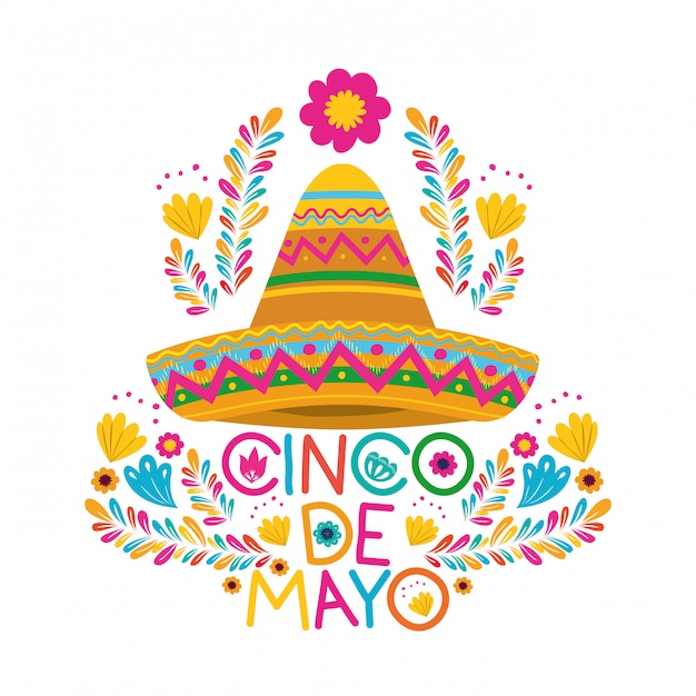 Cinco de mayo label met hoed