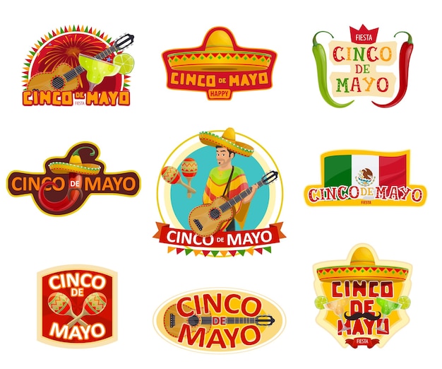 Etichetta cinco de mayo per la festa messicana