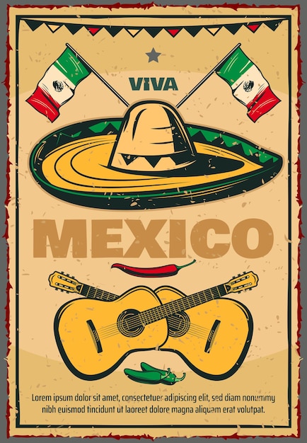 Cinco de Mayo Mexicaanse vector schets retro poster