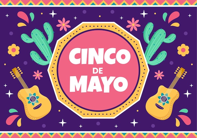cinco de mayo mexican holiday celebration cartoon style illustration